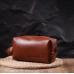 Мужская косметичка среднего размера из гладкой кожи на молнии Сердце GRANDE PELLE 16765 Светло-коричневая