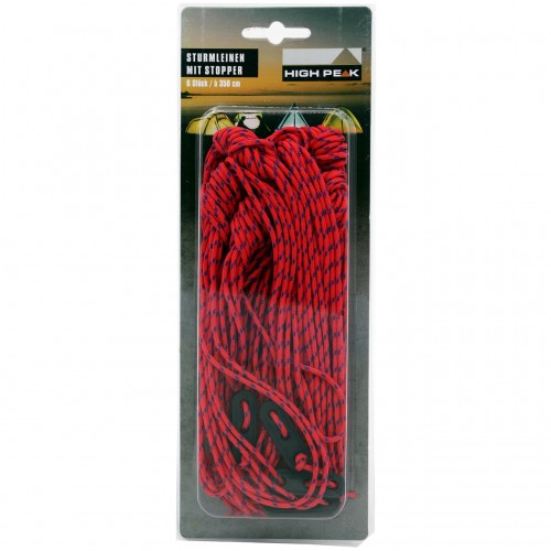 Оттяжки High Peak Guy Rope Set with Runner 350 см 6 шт. Red (42258)