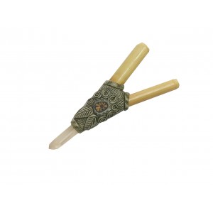 Трубка для Рапе ShamanShop Курипи Бамбук, полимерная глина, кристалл кварца (Kuripe) KUTP0300