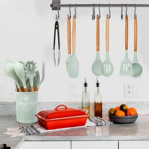 Кухонный набор из 12 предметов Kitchen Art мята с бамбуковой ручкой VIP кухонные принадлежности