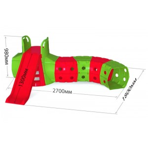 Детская Горка с тоннелем DOLONI-TOYS 01470/, 3 разных цвета (Красно-зеленая)