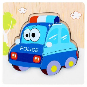 Деревянная игрушка Пазлы Bambi Транспорт MD 2925, 15х15 см (Полиция)