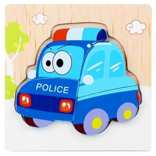 Деревянная игрушка Пазлы Bambi Транспорт MD 2925, 15х15 см (Полиция)