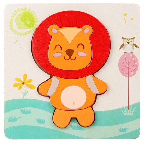 Деревянная игрушка Пазлы Bambi Животные MD 2925, 15х15 см (Оранжевый лев)