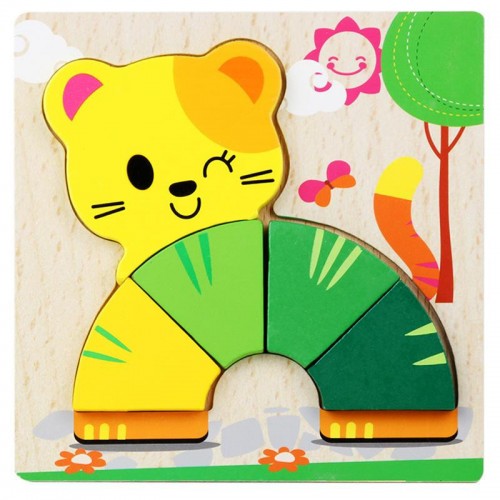 Деревянная игрушка Пазлы Bambi Животные MD 2925, 15х15 см (Мишка)