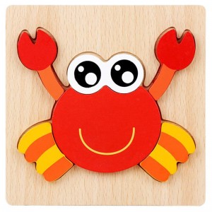 Деревянная игрушка Пазлы Bambi Морские животные MD 2925, 15х15 см (Краб)