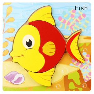 Деревянная игрушка Пазлы Bambi Морские животные MD 2925, 15х15 см (Рыба-1)