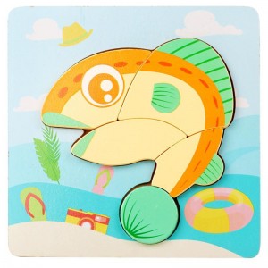 Деревянная игрушка Пазлы Bambi Морские животные MD 2925, 15х15 см (Рыба-2)